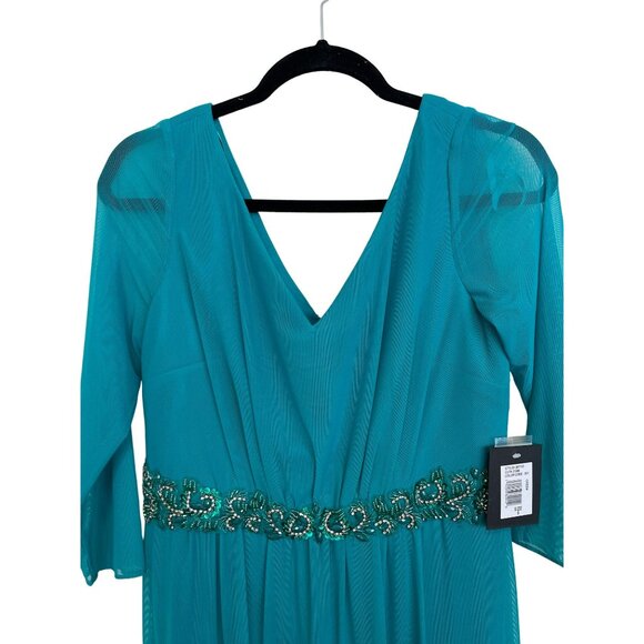 Marina Embellished Formal Mesh Gown Long Green Maxi Dress Size 6 NWT - Picture 5 of 9
